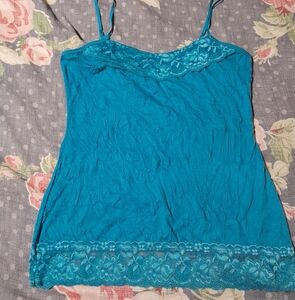 Maurices Lace Trim Camisole In Teal
